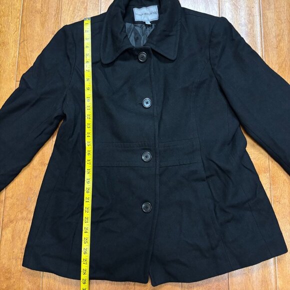 London Fog Towne Wool Blend Womens Coat XL Black Capsule Classic Minimalist - Picture 7 of 16